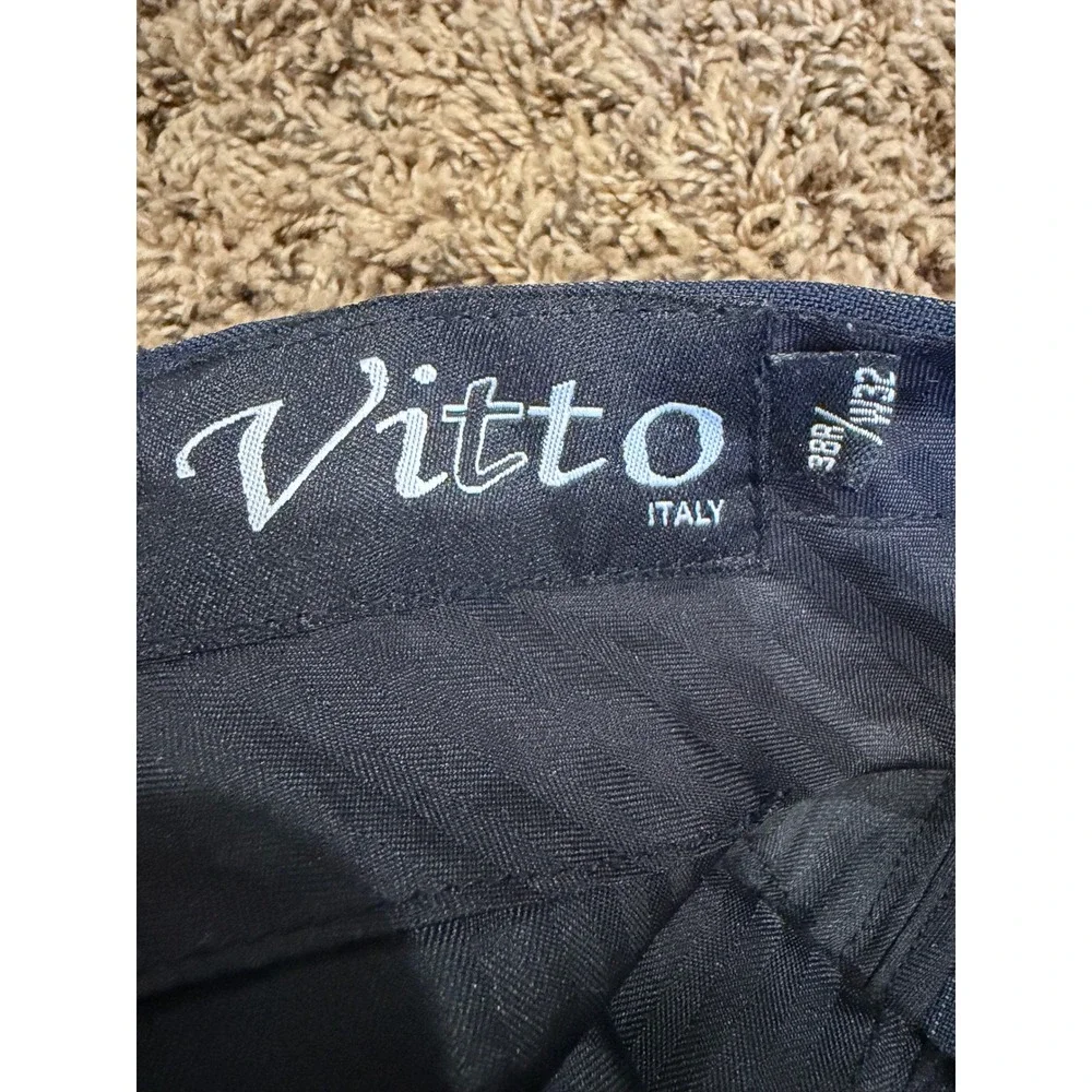 Vitto Italy Mens Navy Blue Pinstripe Super 150s Wool 2 Piece Suit 38R W32 L30
